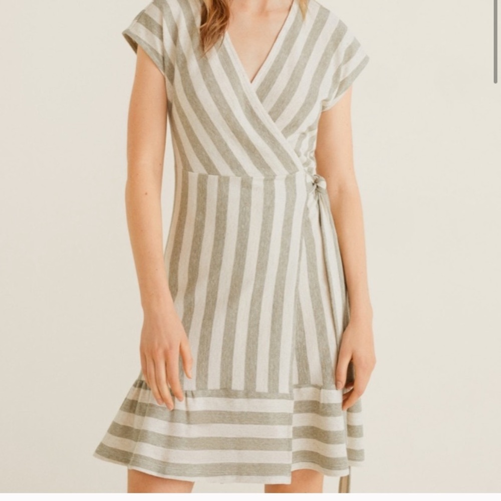 Mango Striped Wrap Dress